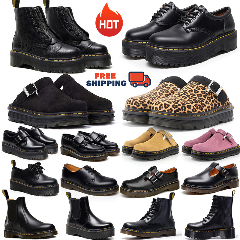 Free shipping dr martenshoes Designer Boots Chunky Heel Ankle sandals for men women Mules nubuck leather Comfortable Anti-Slip Sole Vintage outdoor shoes