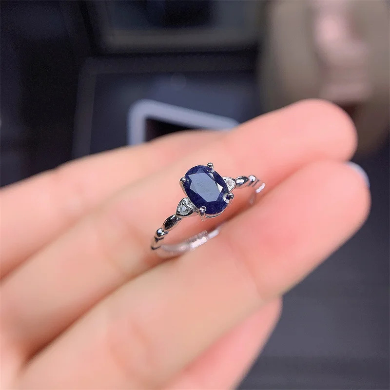 YULEM Fashion Silver Sapphire Rings for Women Solid 925 Silver Sapphire Ring 05 Ct Natural Sapphire Gemstone 251107