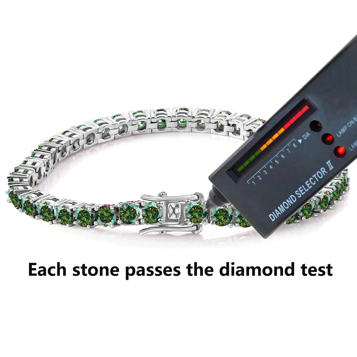 3MM Green Moissnaite Tennis Bracelet for Women GRA Certificate Red Laboratory Diamond Bracelet S925 Silver Wedding Jewelry Gift