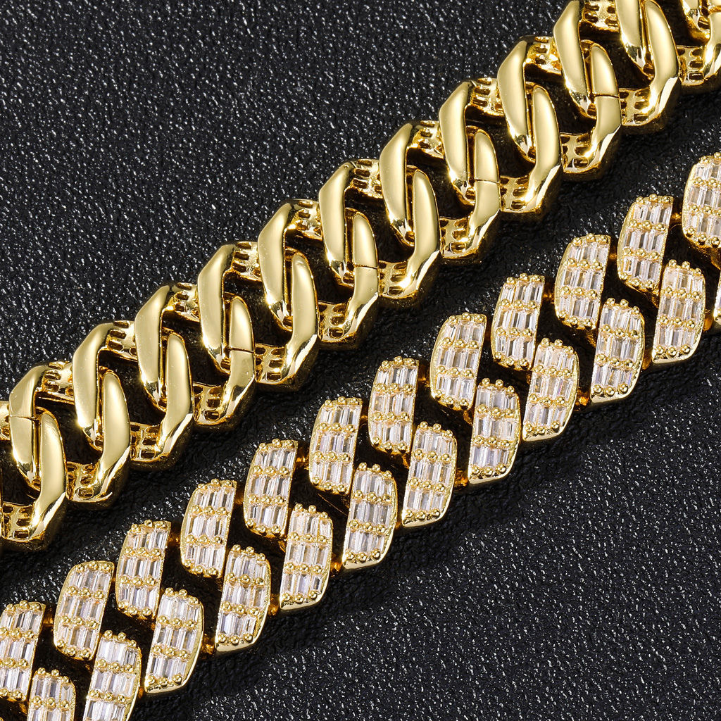 Customizable Men's White Gold Plated Cuban Chain Necklace Featuring Moissanite Crystals