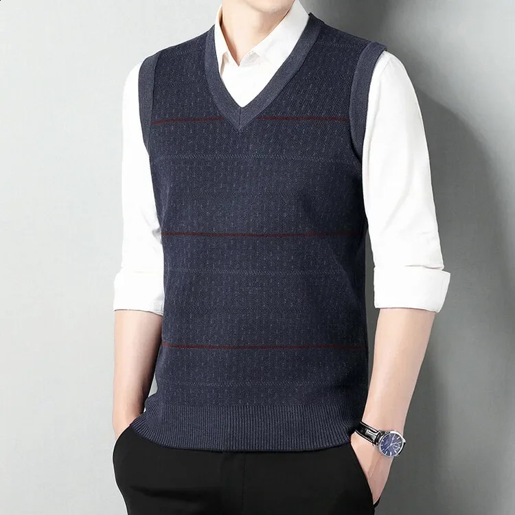 Warm autumn 2024 fashionable sweater vest showcasing mens charm 250411Z