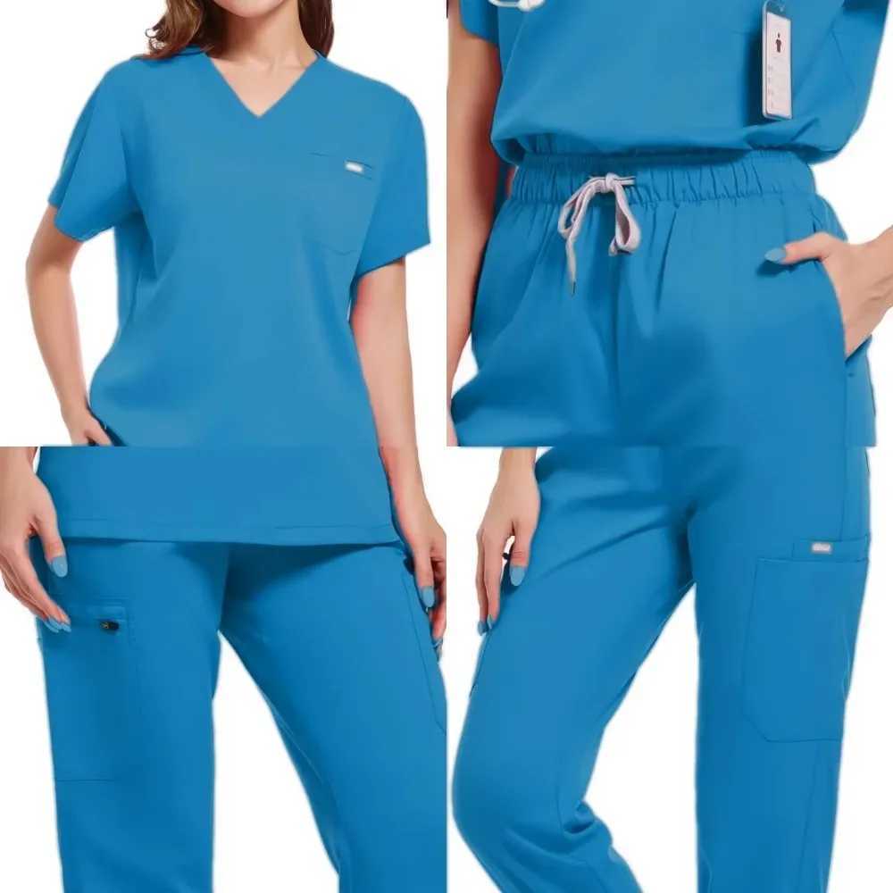 Unisex Medical Uniforms Doctor Clothes Men Nursing Clothes Beauty Come Nurse Scrubs Sets Dentist Workwear Clinical Tops Pants X2504101