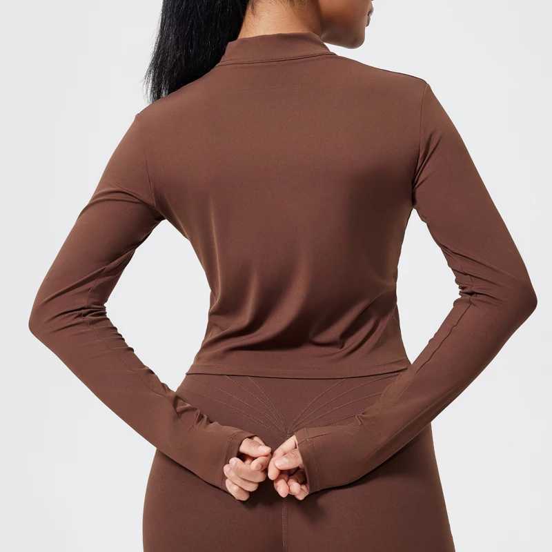 QINACTIVE womens fitness jacket quick drying tight zipper yoga top sports long skirt running yoga jacketW250411