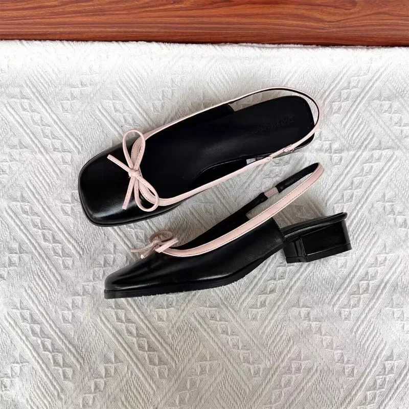 Summer 2025 Womens Apartment Silver Boat Shoes Square Toe Sliding Flat Shoes Womens Ballet Flat Shoes Comfortable Bow Womens SandalsXJ250410