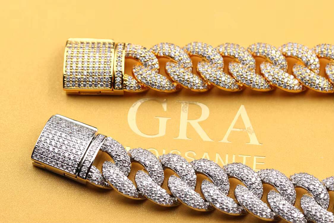 Best Seller Bling Iced Out 16mm Mens Miami Cuban Necklace 925 Sterling Silver Moissanite Diamond Jewelry Cuban Chain