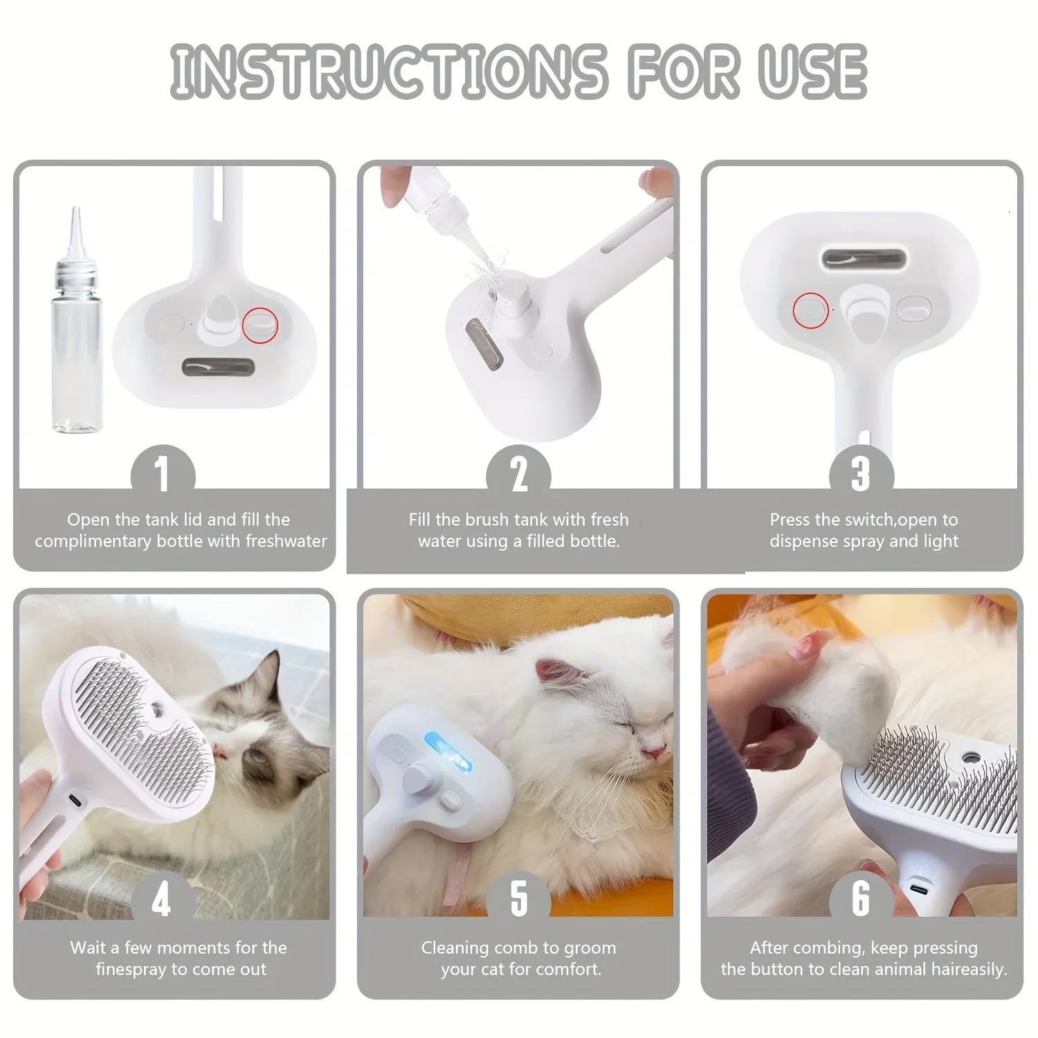Upgraded Pet Spray Grooming Comb Steamy Floating Hair Removal Cleaning Steam Brush Styling for Dogs Cats Accessories 251110