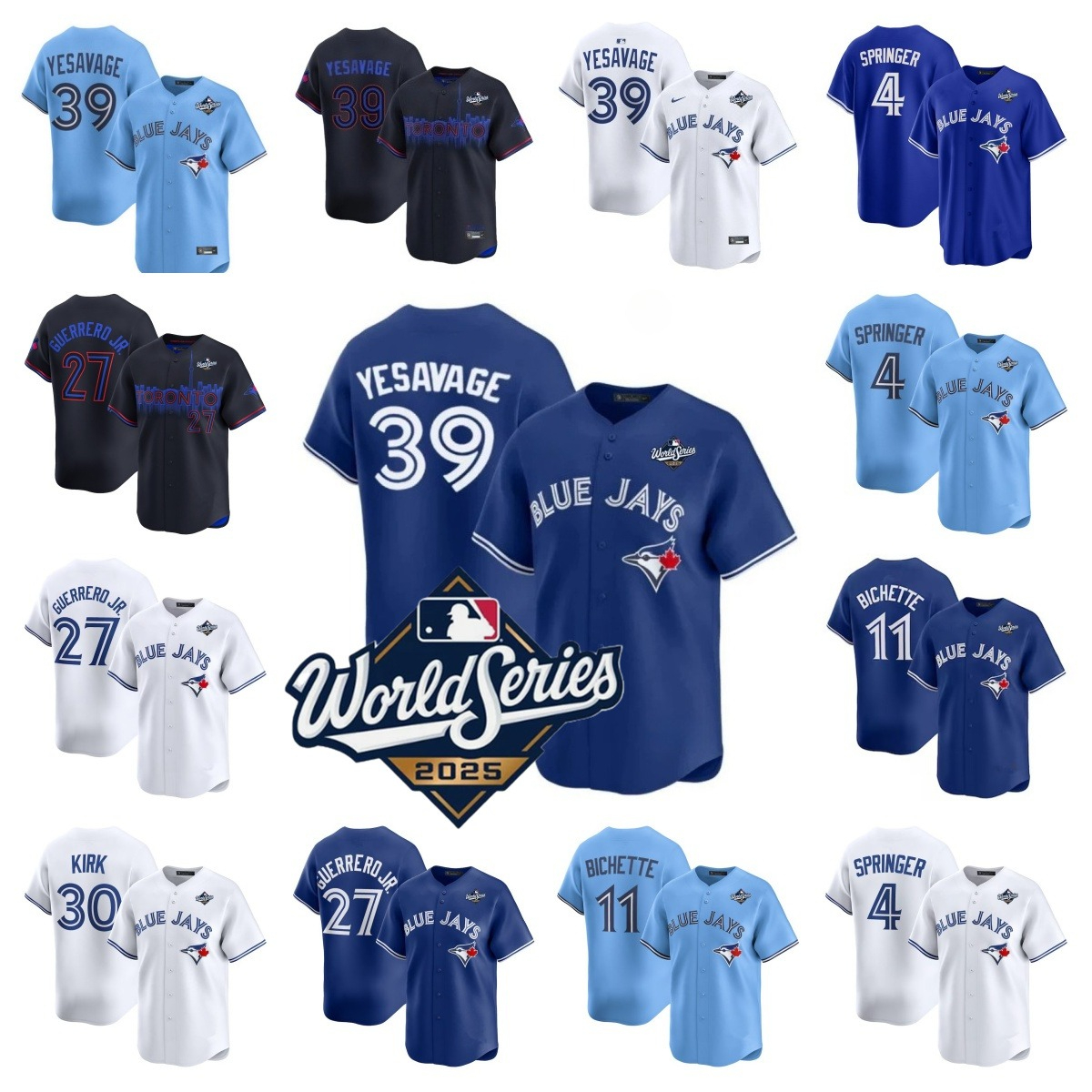 MLB Jersey Torontos 2025 World Series Blue Jays Baseball Joe Carter 27 Vladimir Guerrero Jr. Bo Bichette George Springer Alejandro Kirk Kevin Gausman 39 Trey Yesavage