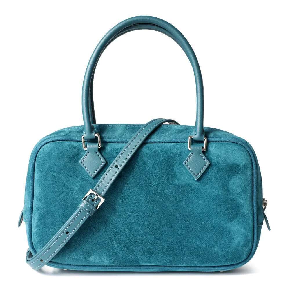 Designer Bag 2024 Suede Leather Women Small Boston New High Quality Versatile Handbags Lady Shoulder Crossbody Bags Blue Coffee