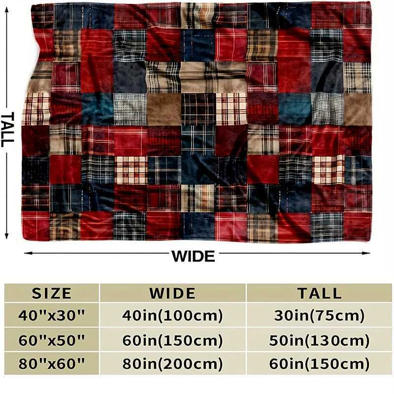 Soft Warm Cozy Vintage Plaid Flannel Throw Blanket - Ideal for Couch Bed Office and Travel - Perfect Christmas C251111