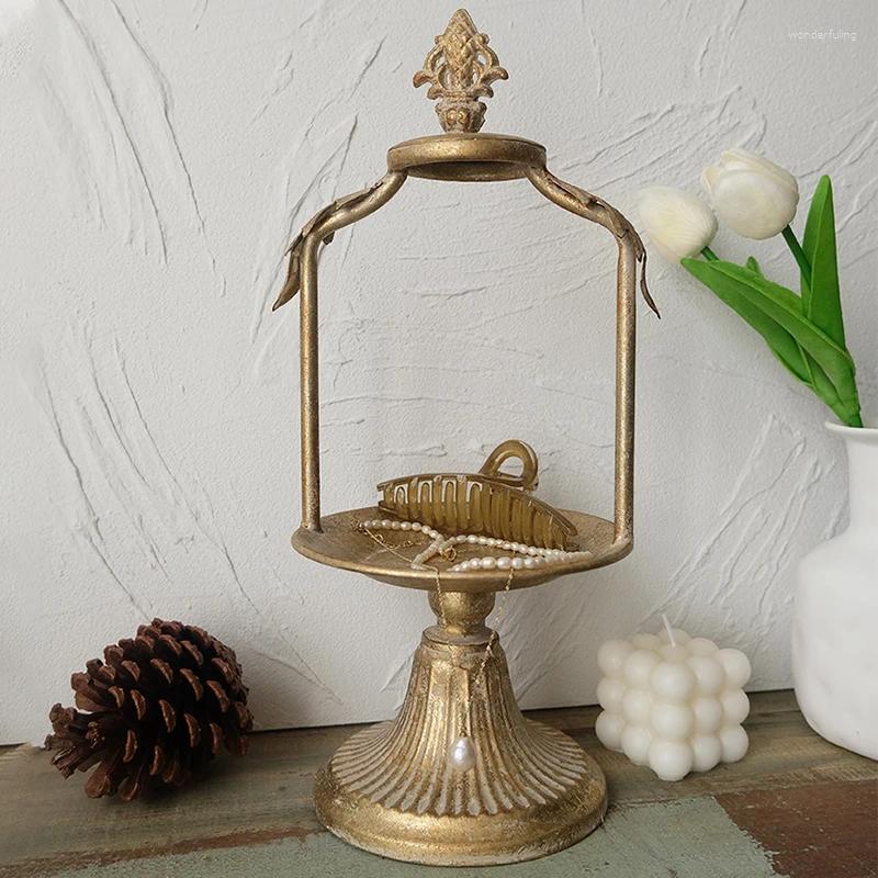 Candle Holders 1pc Antique Vintage Party Wedding Church Themed Metal Holder With Storage Tray Candlestick Display Stand H260310