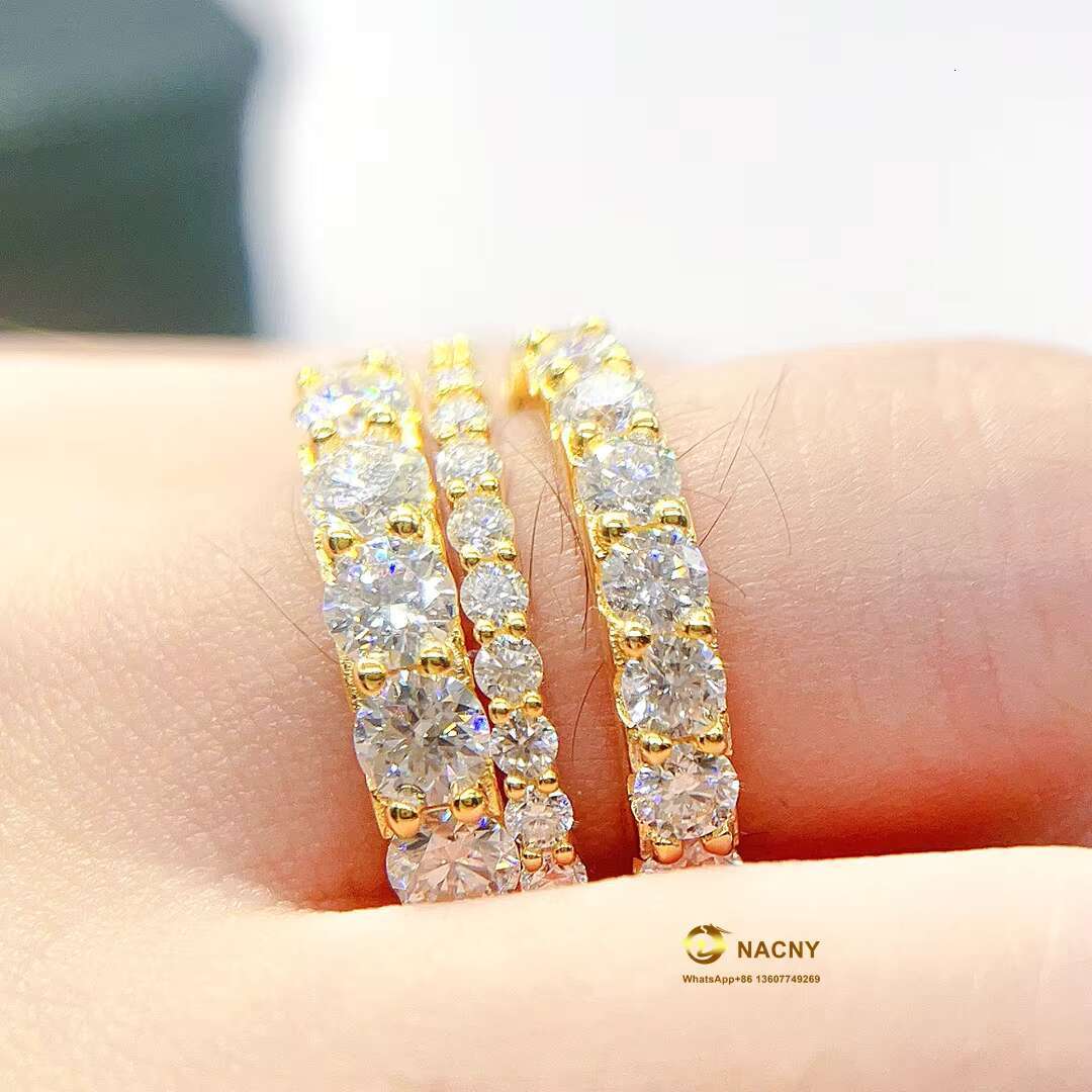 Fine Jewelry Hip Hop Ring 925 Sterling Silver 2mm 3mm 4mm Round Cut Iced Out VVS Moissanite Ring