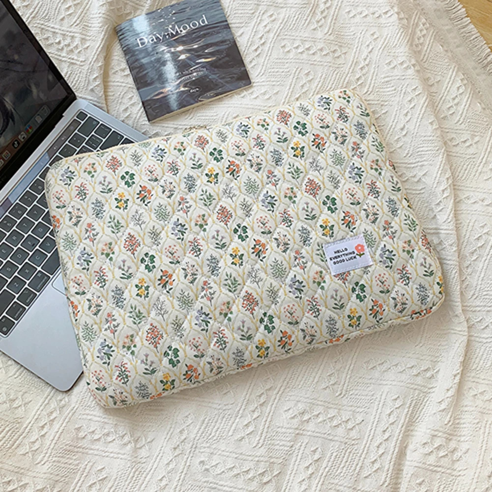 Computer bag zipper cover with soft padding cute flower notebook bag suitable for laptops 13 to 15 inches 250407