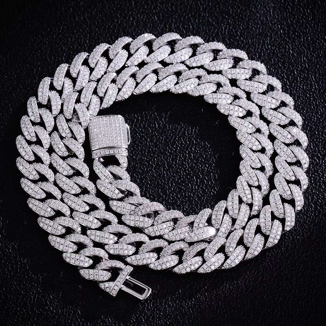 Wholesale 8MM VVS Diamond S925 Silver Cuban Link Chain Ready to Stock Hip Hop Iced Out Moissanite Cuban Bracelet