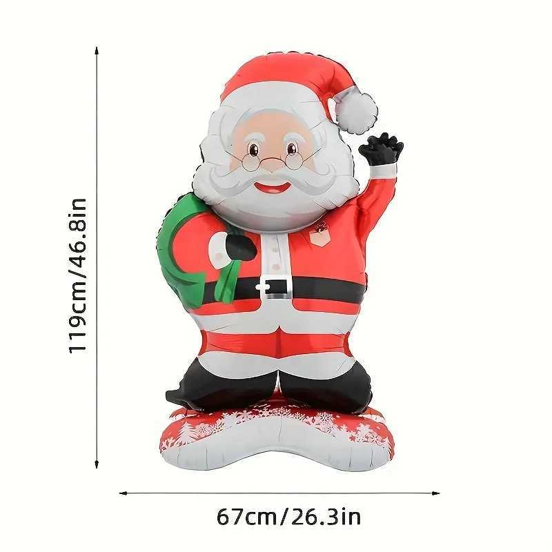 Christmas Extra Large Standing Santa Claus Foil Balloon Decoration - Tall Christmas Party Decor with Santa in Red Suit Green Accents Y251111
