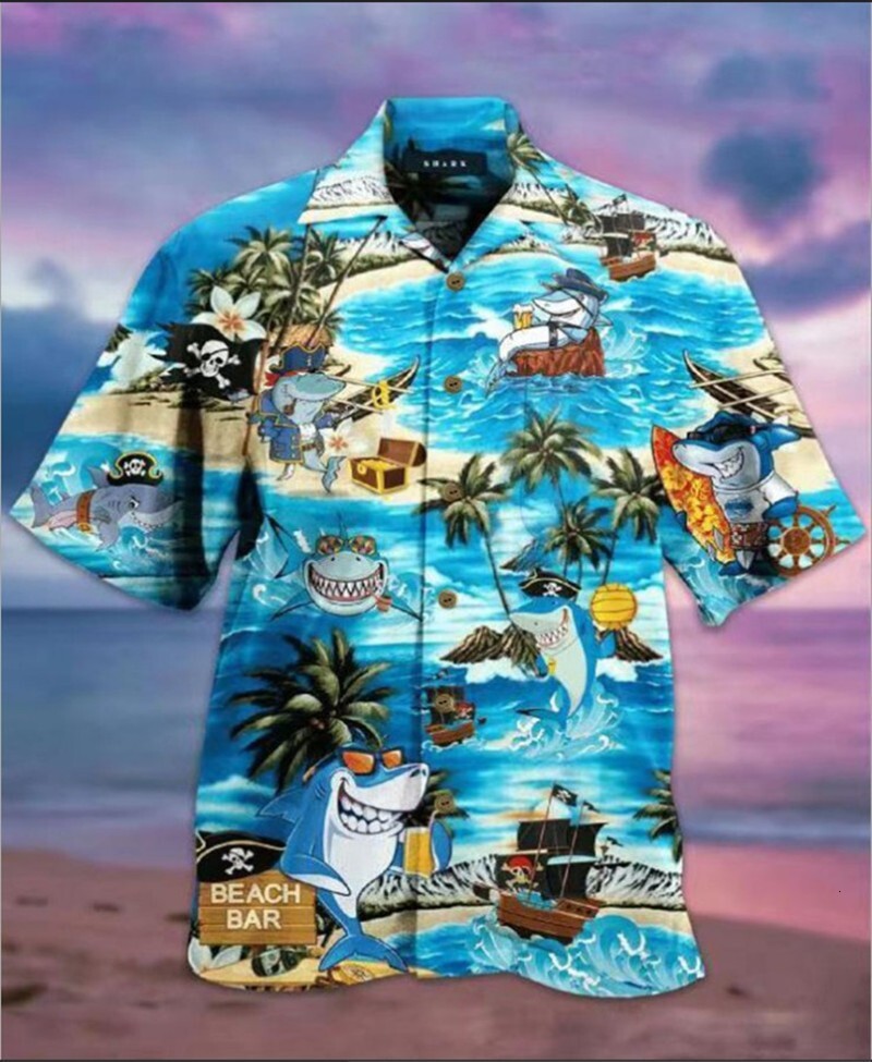 Mens summer casual printed Hawaiian shirt Mens vacation seaside trade direct