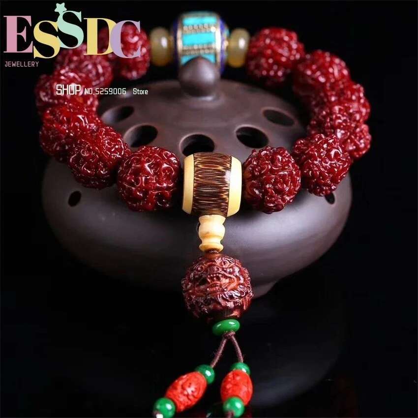 18Mm Six-Petal Big Vra Bodhi with Small Leaf Red Sandalwood Brave Men Women Bracelets and Beads Jewelry Who