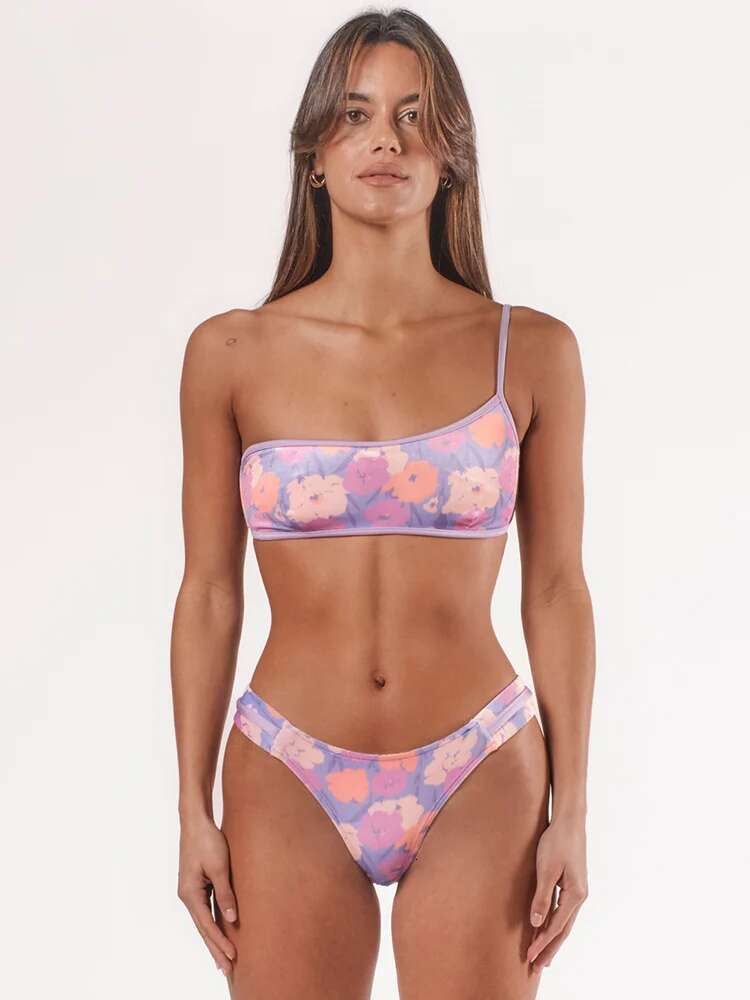Miyouj Women's Swimsuit High Waist Swimsuits New Print Two Piece Suits One Shoulder Bikini Summer Swimwear Bathwear 2025 Biquini