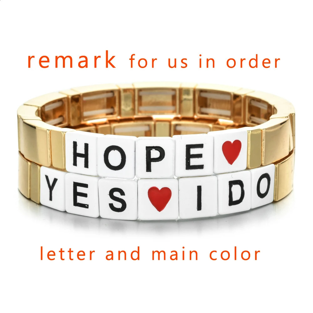 Gold silver metal enamel bracelet custom name DIY letter bracelet Bohemian womens number bracelet bead bracelet Pulsera 250408