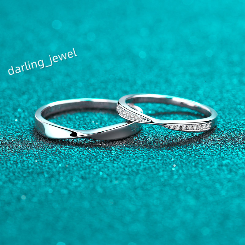 Wholesale Direct Sales S925 Valentines Day Gift Mosan Stone Full Diamond Twist Male and Female Couples Ring