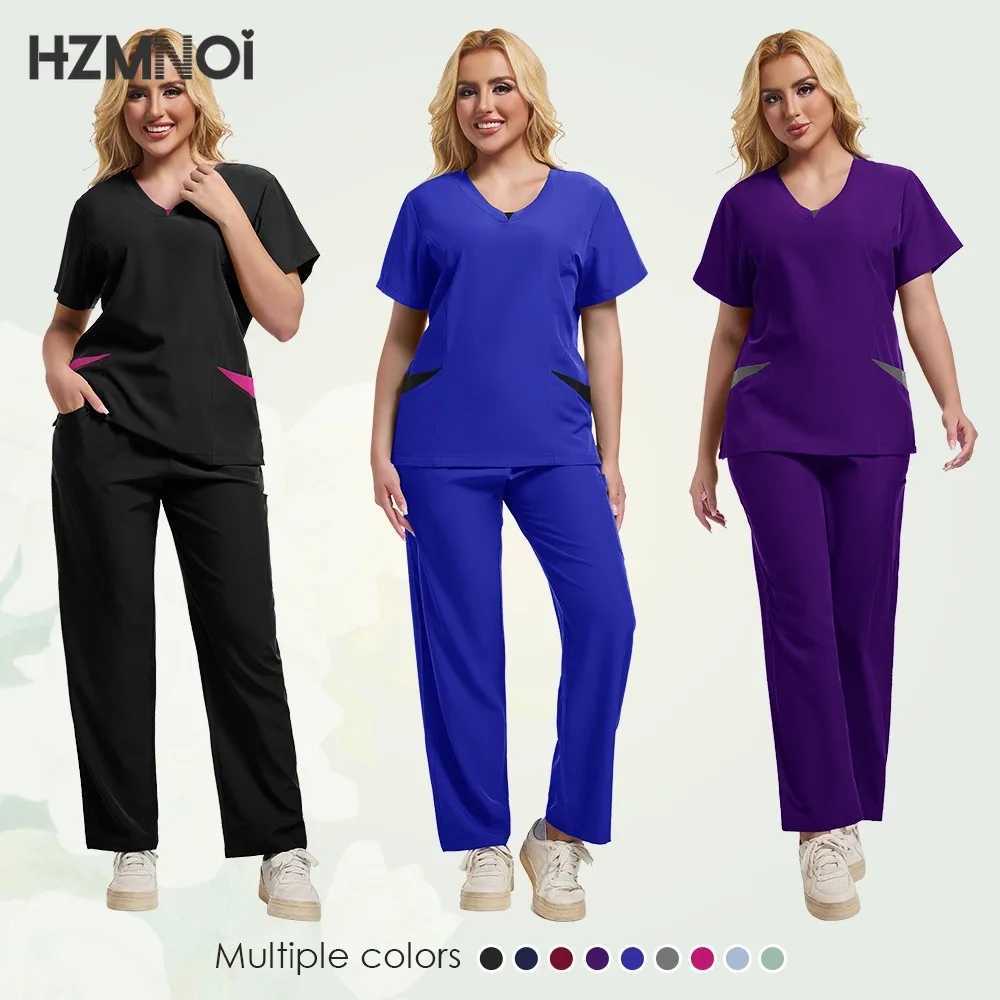 Multicolor Scrub Uniform Short Slve Top Pants Care Uniform Womens Pet Shop Doctor Scrub Medical Surgery Overalls Scrub Set X250410