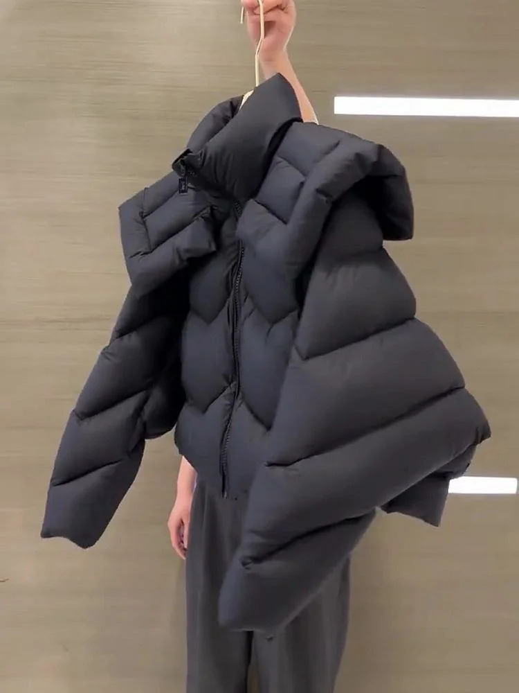 Sailor Collar Winter Fashion Cotton Jacket Thick Loose Casual Black Short Coat Female Clothing Elegant Ladies Jackets 251110