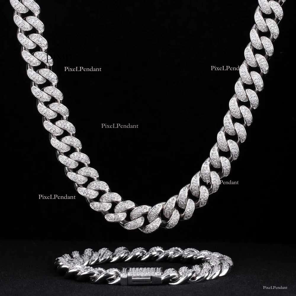 Krkc Custom Hip Hop Jewelry Vvs1 Moissanite Iced Out Cuban k Chain Sier 12mm 10mm Dia