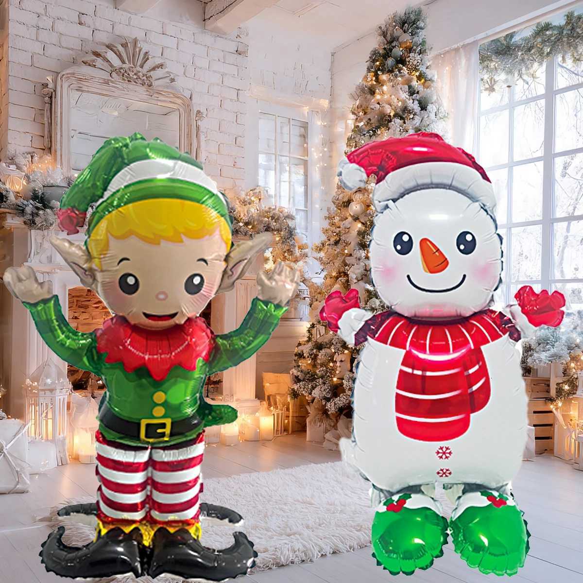 Christmas 1pc Small Stand Pedestal Christmas Theme Santa Claus Snowman Tree Elf Car Shape Foil Balloons Christmas Decoration Navidad 2026 Y251111
