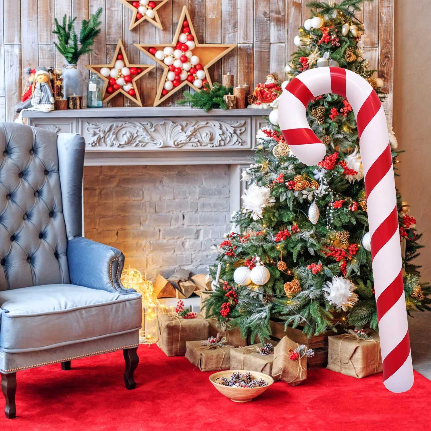 Christmas 1pcs Xmas Candy Cane Stick Christmas Candy Cane Stick Inflatable Balloon 2025 Christmas Decoration Xmas Decor For Home gift Y251111