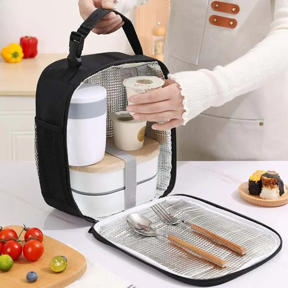 Vertical Insulated Lunch Bag Reusable Double Zipper Heat Insulated Bag Aluminum Foil Large Capacity Meal Bag Office 250410