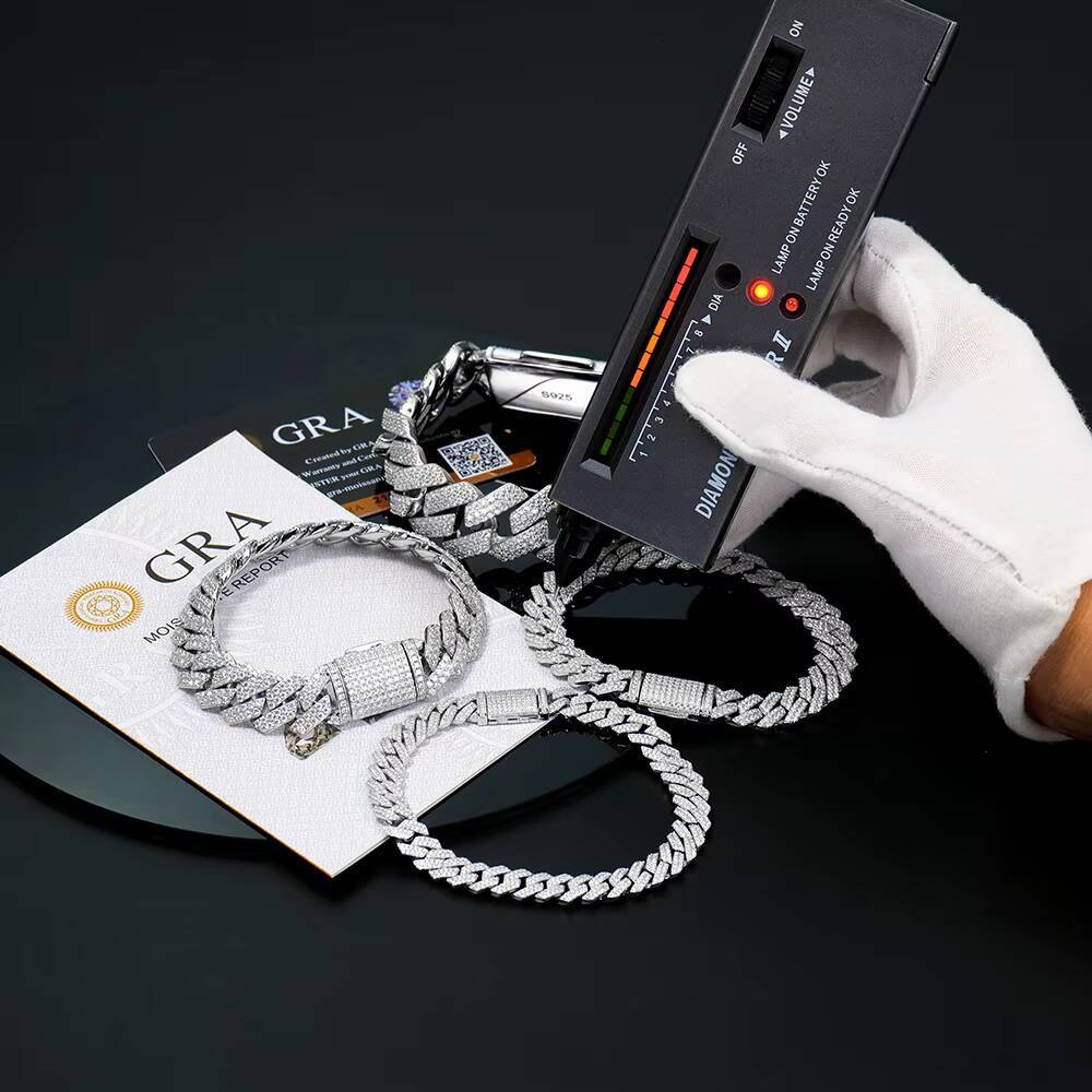 8mm Iced Out Hip Hop Diamond Bracelet VVS Moissanite Cuban Link Chain for Party Gifts for Man