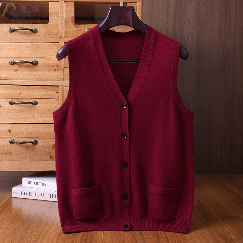 SoftCash Mens 100 Cashmere Sleeveless VNeck Vest Classic Business Sweater Autumn Winter Casual Fashion Knit Soft Tops 251104