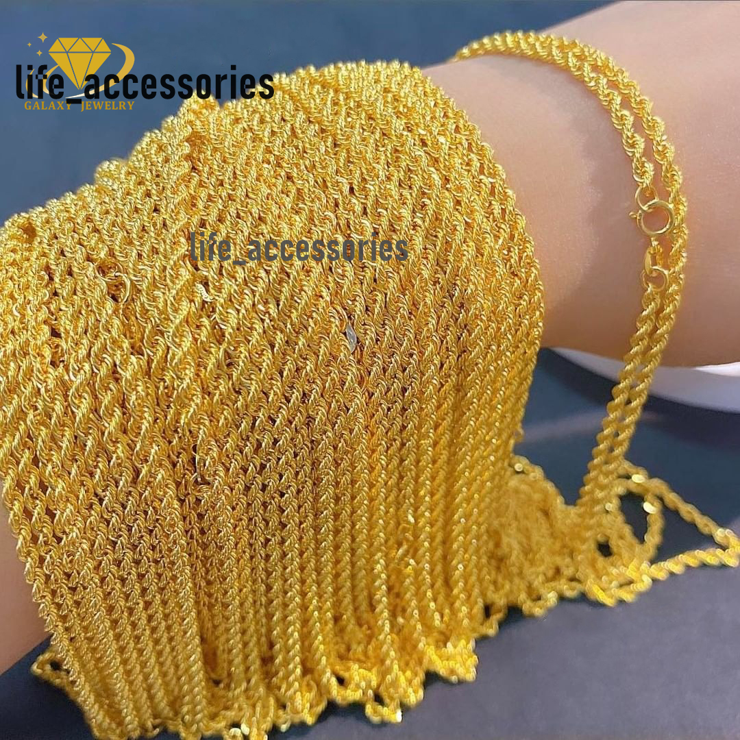 Wholesale AU750 18 Karat Pure Gold Rope Chain Necklace Gold Cuban Chain Real 10k 14k 18K Yellow Solid Gold Link Chain