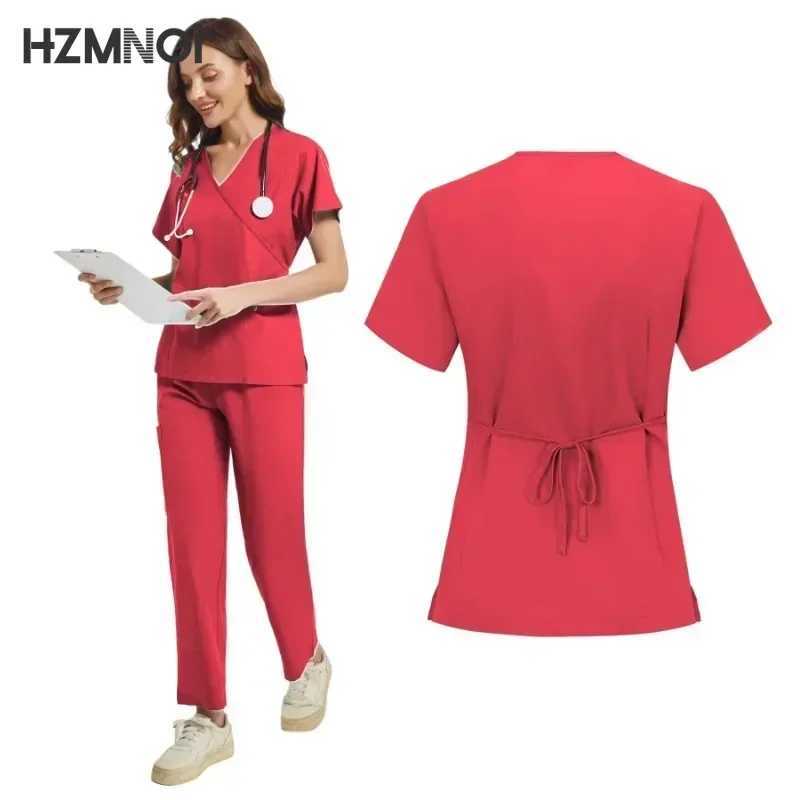 Women Scrub Sets Slim Fit Medical Scrubs Uniform Nursing Accessories Hospital Surgery Gowns Dental Clinic Beauty Sn Work Wear X250410