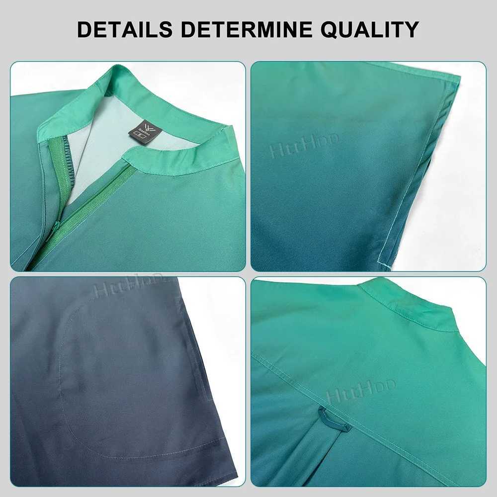 Niaahinn Scrub Hospital Medical Nurse Scrubs Top Pants Sets Unisex Womens Beauty Sn Gradient Color Scrubs Uniforms X2505281