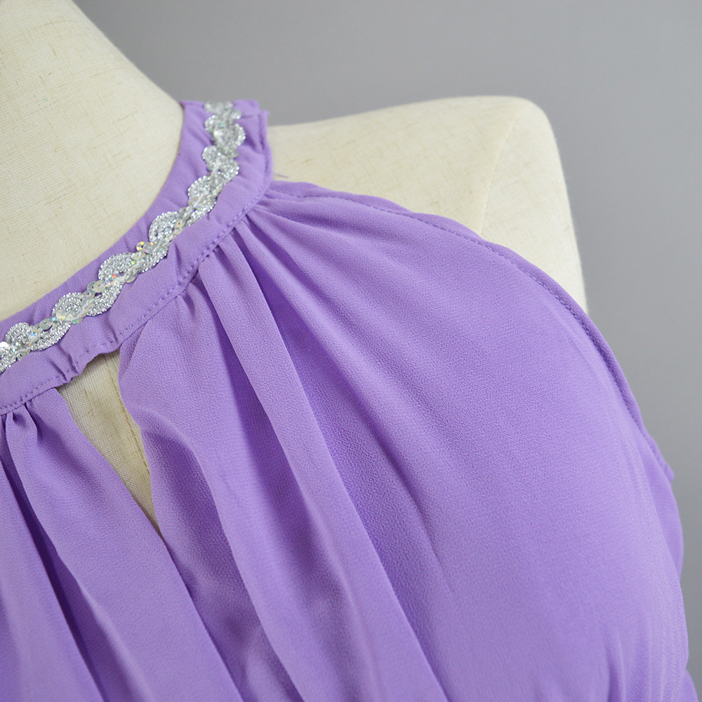Explosive version hanging neck, nail bead, large swing, off shoulder sexy chiffon dress, long dress