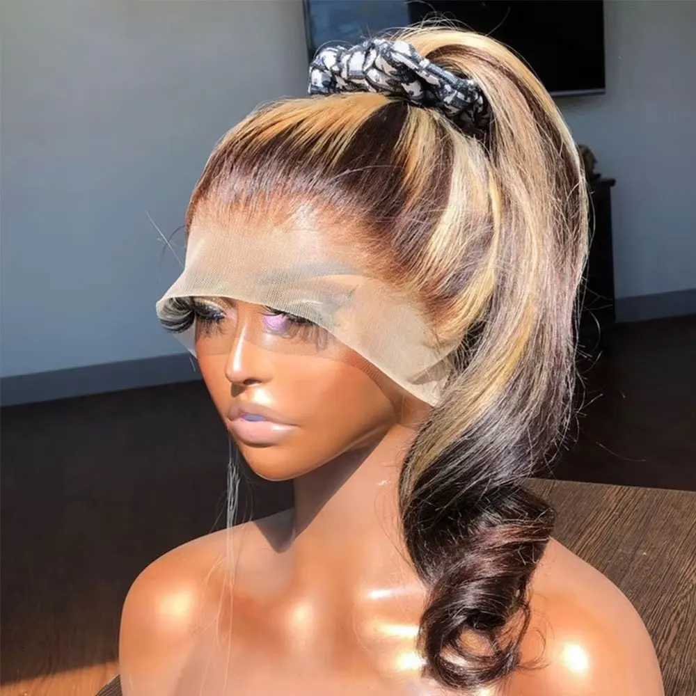 P4/27 Honey Blonde 360 Full HD Lace Frontal Wig 30 Inch Straight Lace Front Wigs Highlight Glueless Wig Human Hair Pre PluckedT251111