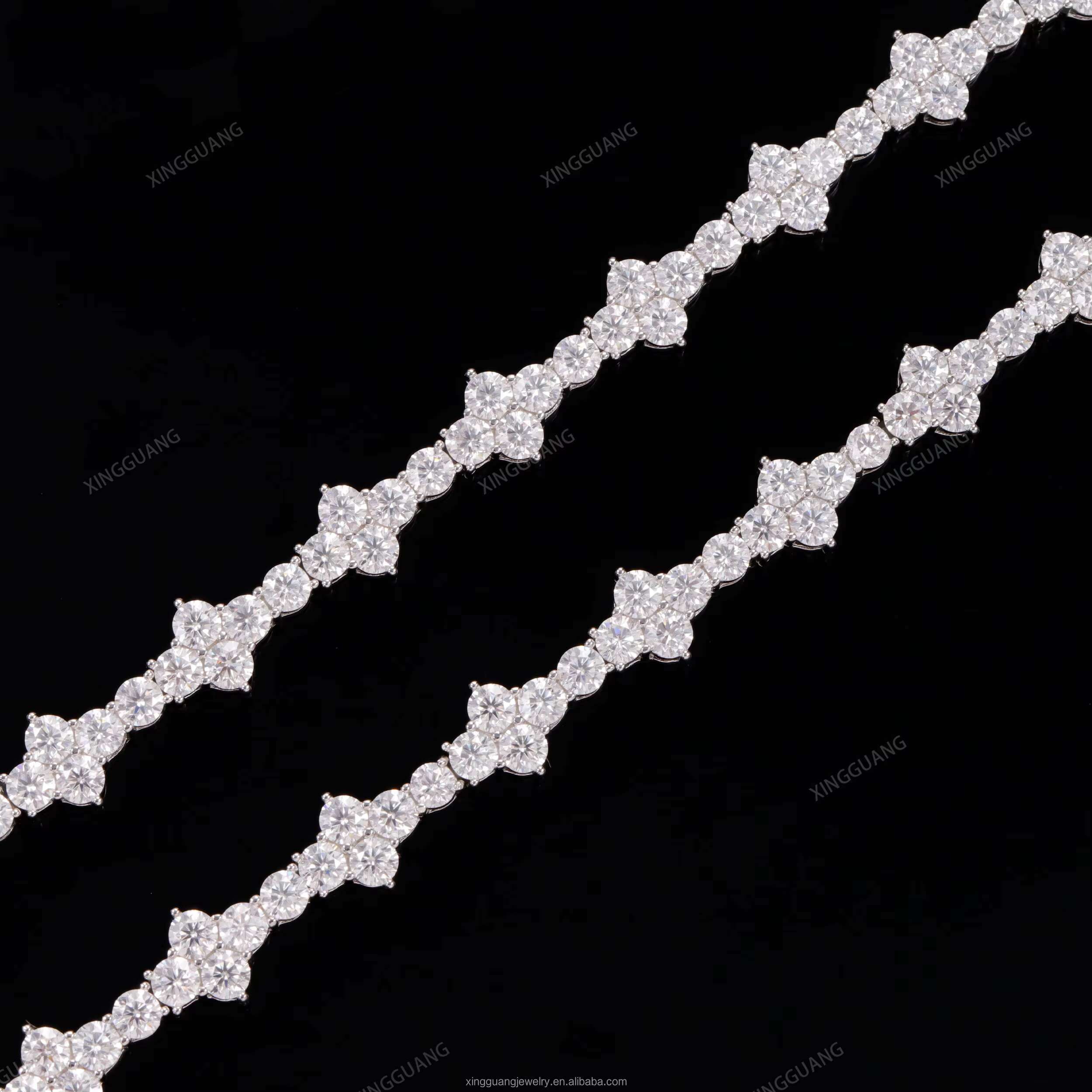 XG Pass Diamond Tester Small Cross Bracelets Iced Out Moissanite Bracelets Silver Plated Gold Moissanite Cuban Bracelets for Men