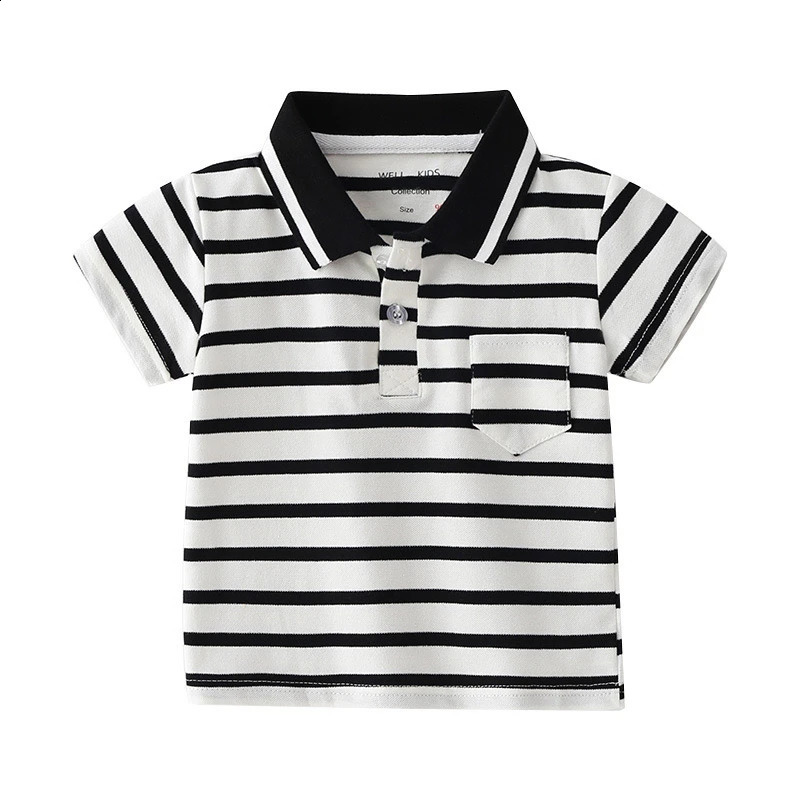 Summer Baby Boys Polo Shirts Children Clothes Short Sleeve Kids Shirt Kids Toddler Girl Boy Striped Polo Shirt Tops Tee 250410