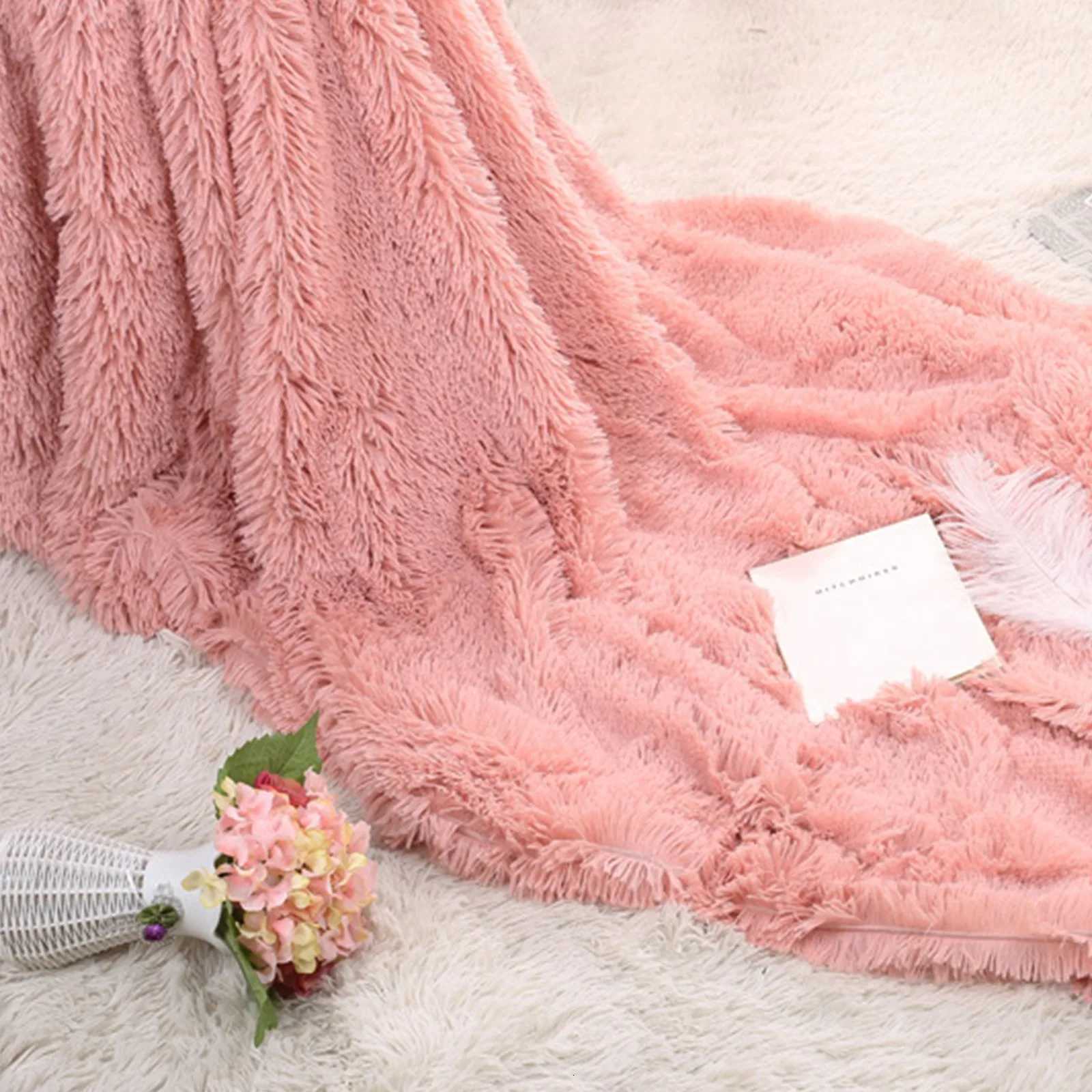 Large Flannel Throw Blanket Long Shaggy Plush Blanket For Couch Sofa Bed Winter Warm Soft Fluffy Faux Fur Bedspread Multi Colors C251111