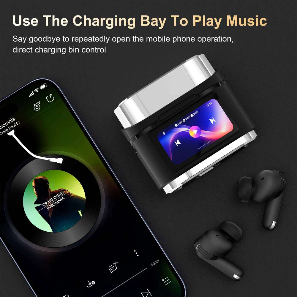 Smart Touch Screen Bluetooth Earbuds Wireless ANC ENC Active Noise Cancelling Headphones New
