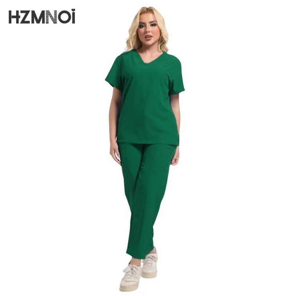 Scrubs Set Beauty Sn Uniform Elastic Breathable Spandex Nurse Accessories Fashion Slim Fit Top Lab Overalls Scrub Pants Women X250410