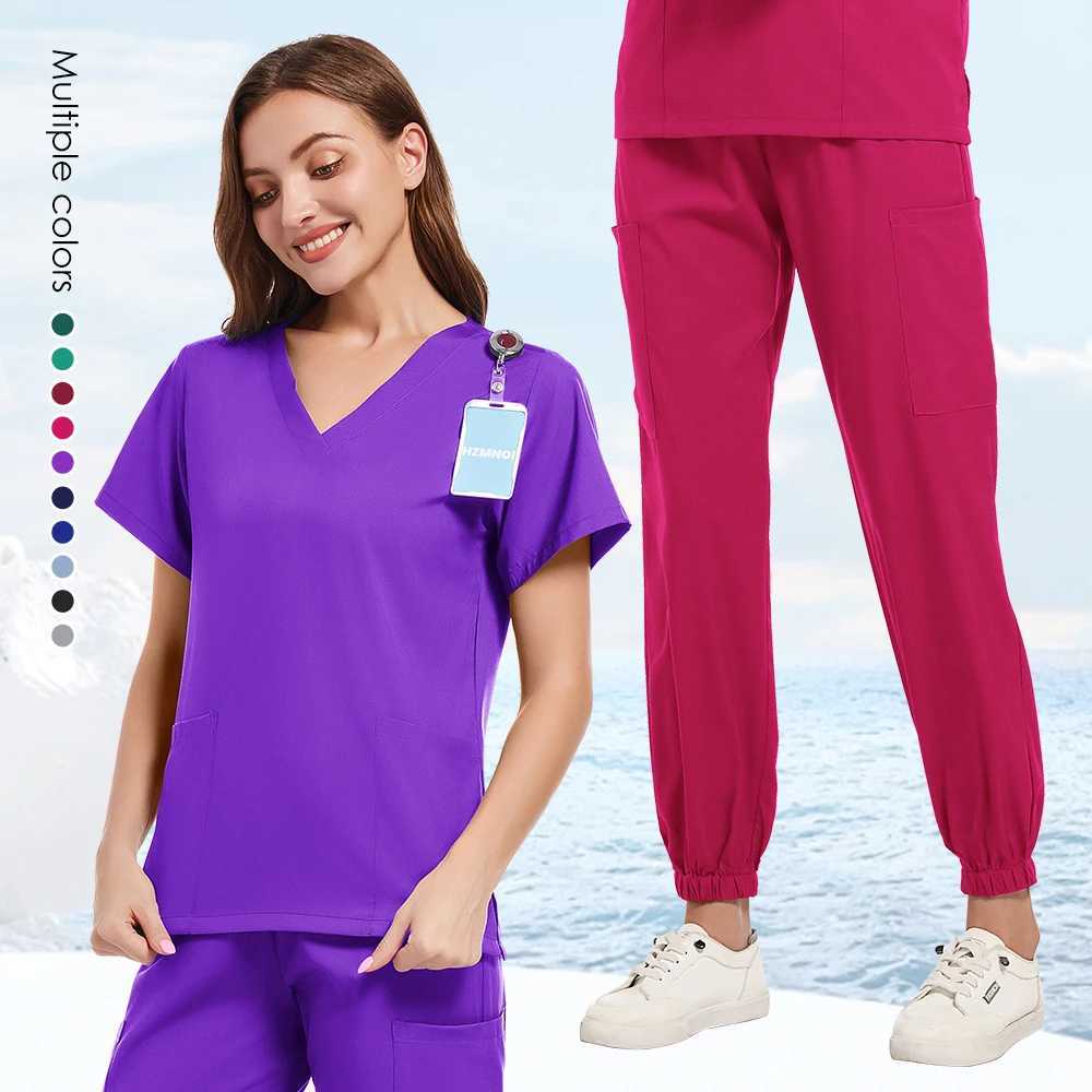 Medical Scrubs Sets Hospital Surgical Uniforms Women Scrub Tops Pant Nurses Accessories Dental Clinic Spa Pet Workwear Clothes X2504101