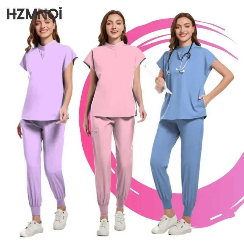 Multicolor Jogger Short Slve Lab Spa Mens High Quty Slim Fit Stretch Breathable Scrub Clothing Women Scrub Medical Uniform X250410