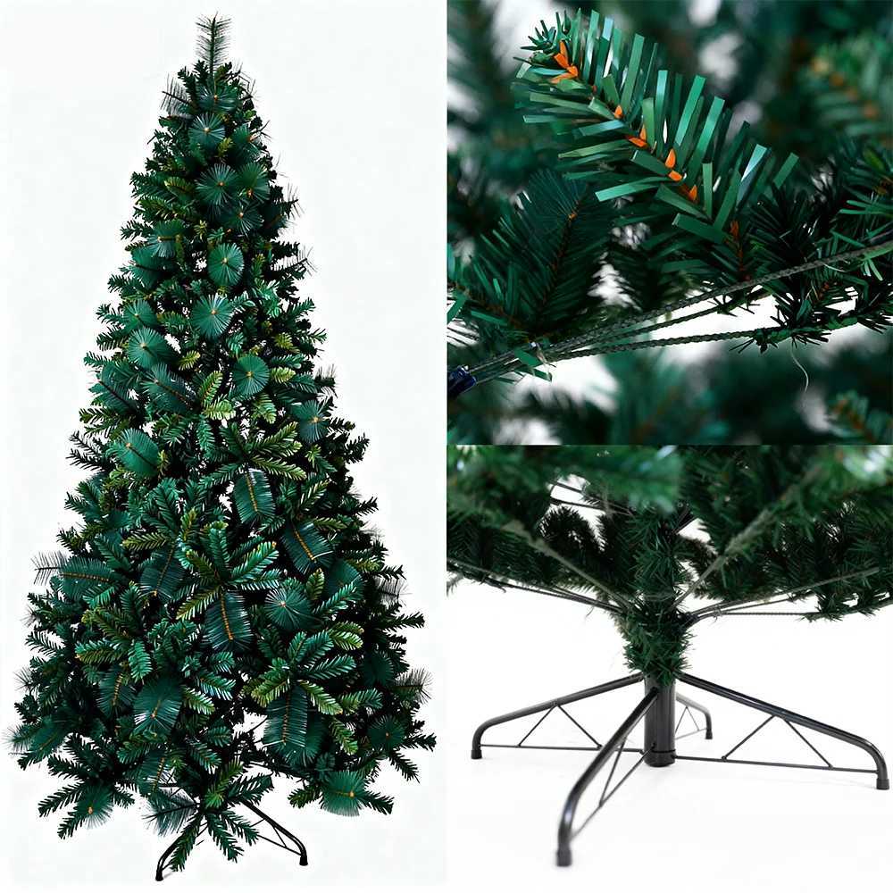 Christmas Pre-Lit Pop Up Artificial Christmas Tree 6ft 7ft 8ft Easy Setup PVC Pine Needle Mixed Xmas Tree with Metal Base Y251111
