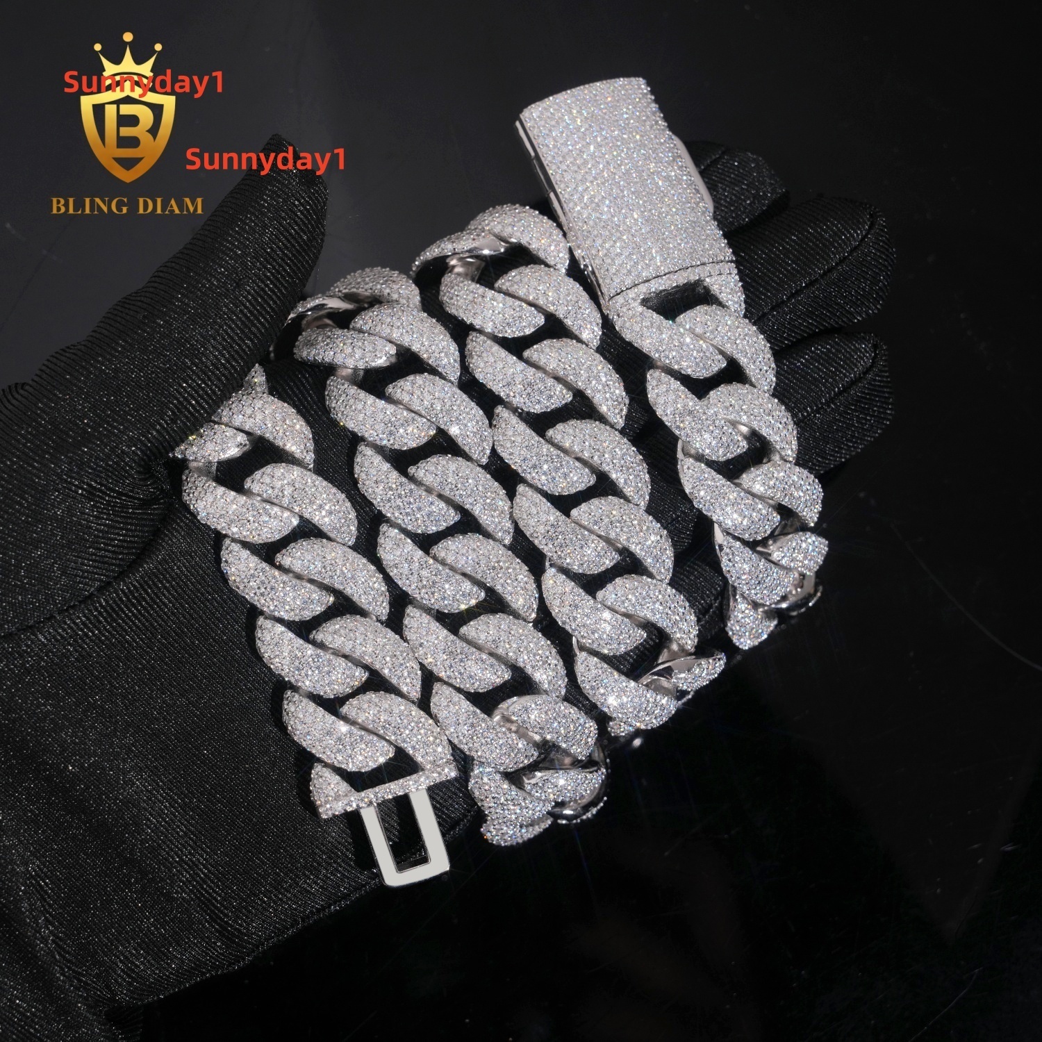 Iced Out VVS Moissanite Diamond Fine Jewelry Sterling Silver 925 Hip Hop Miami Cuban Link Chain Necklace