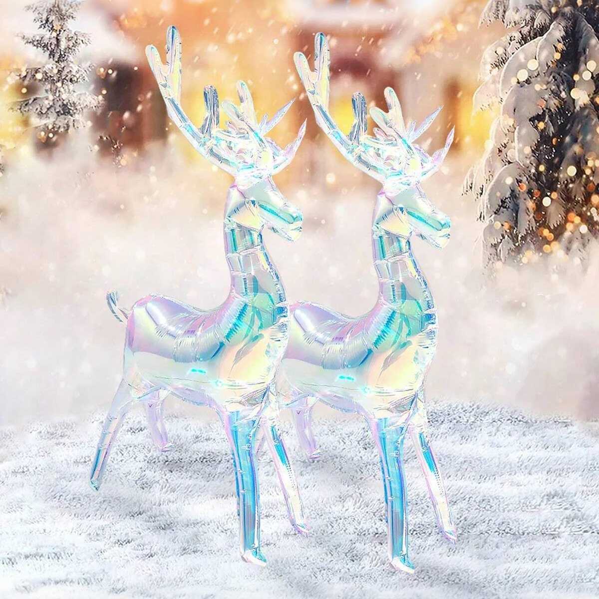 Christmas 1pc2pcs 3d laser deer balloon transparent animal shape elk balloon Christmas decoration New Year party decoration Y251111