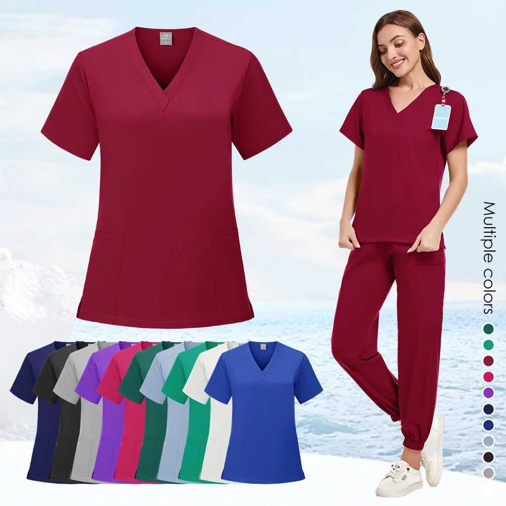 Medical Scrubs Sets Hospital Surgical Uniforms Women Scrub Tops Pant Nurses Accessories Dental Clinic Spa Pet Workwear Clothes X2504101