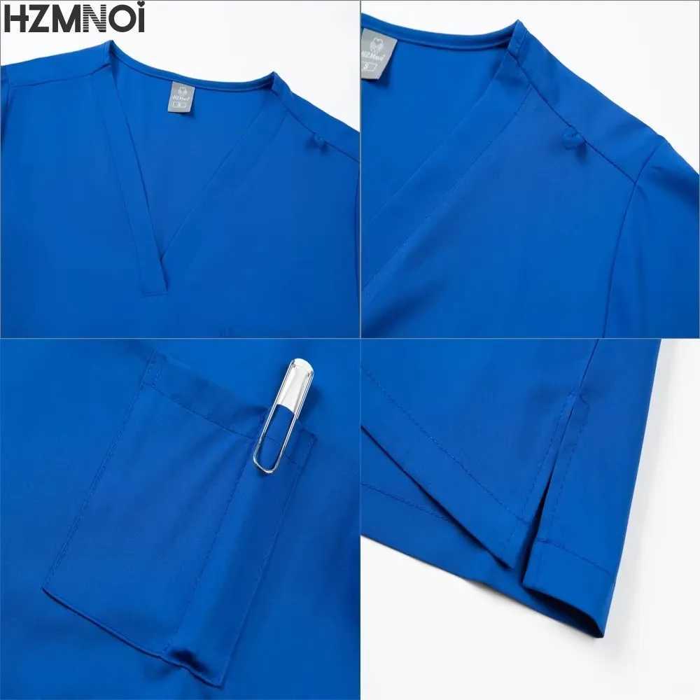 Fashion Black Uniforms Woman Beauty Workwear Medical Scrub Set Doctor Nurse Nursing Clothes Clinical Scrubs Top Pants Sets S-XXL X250410