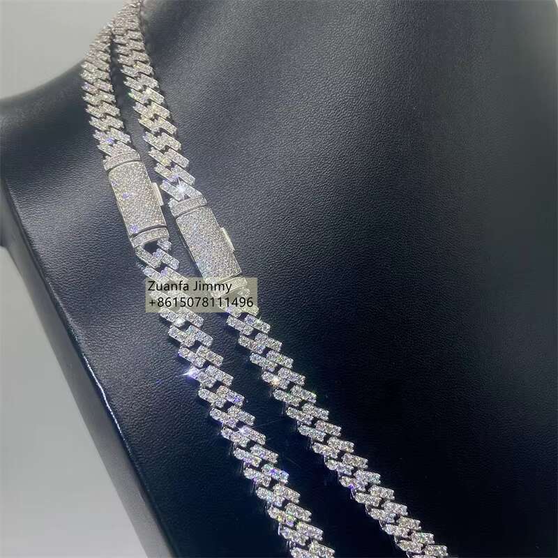 Pass Diamond Tester 7mm One Row Luxury Style 925 Sterling Silver Iced Out Hip Hop Moissanite Cuban Link