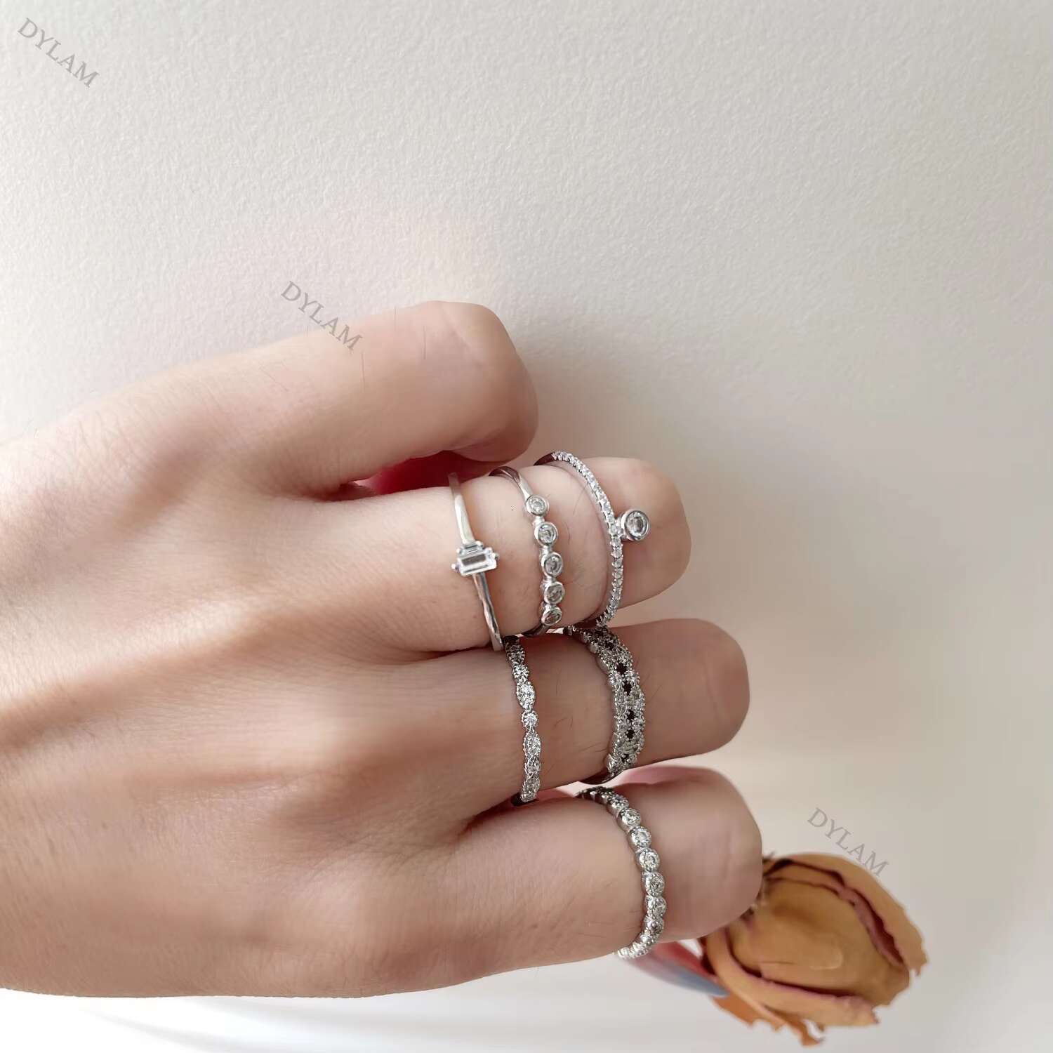 Dylam 925 Pure Silver Ring Price Moissanite 2ct Turkish Rings Moon Thai Blank Snake Pave Enamel Fork Leaf Ring